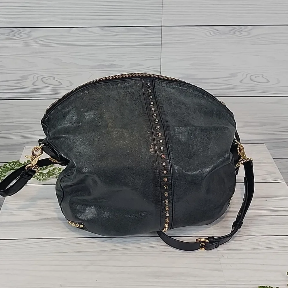 Badgley Mischka Shoulder Bag Dark Green Leather Large Capacity